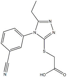 2-{[4-(3-cyanophenyl)-5-ethyl-4H-1,2,4-triazol-3-yl]sulfanyl}acetic acid Struktur