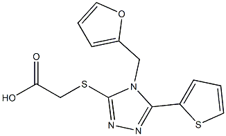 2-{[4-(furan-2-ylmethyl)-5-(thiophen-2-yl)-4H-1,2,4-triazol-3-yl]sulfanyl}acetic acid Struktur