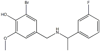 2-bromo-4-({[1-(3-fluorophenyl)ethyl]amino}methyl)-6-methoxyphenol Struktur