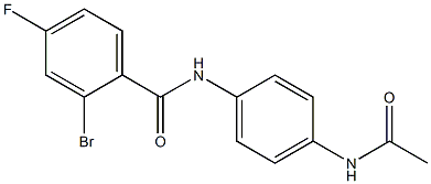 2-bromo-N-(4-acetamidophenyl)-4-fluorobenzamide Struktur