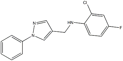 2-chloro-4-fluoro-N-[(1-phenyl-1H-pyrazol-4-yl)methyl]aniline Struktur