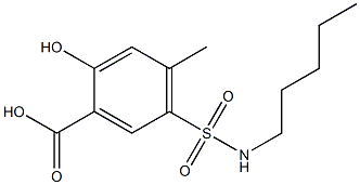 2-hydroxy-4-methyl-5-(pentylsulfamoyl)benzoic acid Struktur