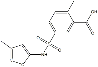 2-methyl-5-[(3-methyl-1,2-oxazol-5-yl)sulfamoyl]benzoic acid Struktur