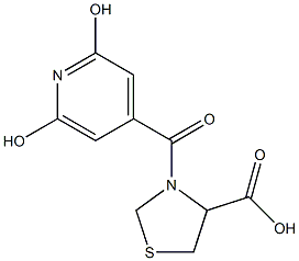 3-(2,6-dihydroxyisonicotinoyl)-1,3-thiazolidine-4-carboxylic acid Struktur