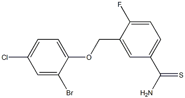 3-(2-bromo-4-chlorophenoxymethyl)-4-fluorobenzene-1-carbothioamide Struktur