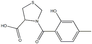 3-(2-hydroxy-4-methylbenzoyl)-1,3-thiazolidine-4-carboxylic acid Struktur