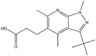 3-(3-tert-butyl-1,4,6-trimethyl-1H-pyrazolo[3,4-b]pyridin-5-yl)propanoic acid Struktur