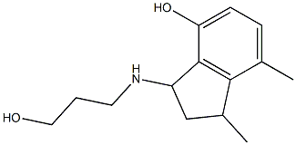 3-[(3-hydroxypropyl)amino]-1,7-dimethyl-2,3-dihydro-1H-inden-4-ol Struktur