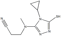 3-[(4-cyclopropyl-5-mercapto-4H-1,2,4-triazol-3-yl)(methyl)amino]propanenitrile Struktur