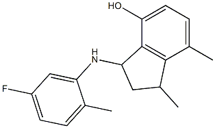 3-[(5-fluoro-2-methylphenyl)amino]-1,7-dimethyl-2,3-dihydro-1H-inden-4-ol Struktur