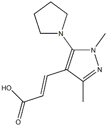 3-[1,3-dimethyl-5-(pyrrolidin-1-yl)-1H-pyrazol-4-yl]prop-2-enoic acid Struktur