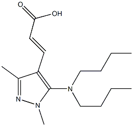 3-[5-(dibutylamino)-1,3-dimethyl-1H-pyrazol-4-yl]prop-2-enoic acid Struktur