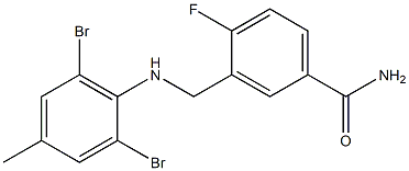 3-{[(2,6-dibromo-4-methylphenyl)amino]methyl}-4-fluorobenzamide Struktur