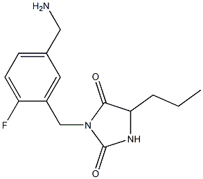 3-{[5-(aminomethyl)-2-fluorophenyl]methyl}-5-propylimidazolidine-2,4-dione Struktur