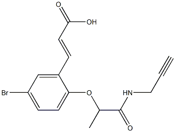 3-{5-bromo-2-[1-(prop-2-yn-1-ylcarbamoyl)ethoxy]phenyl}prop-2-enoic acid Struktur