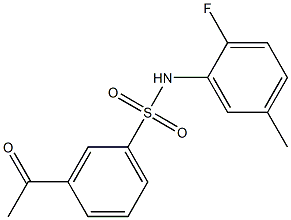 3-acetyl-N-(2-fluoro-5-methylphenyl)benzene-1-sulfonamide Struktur