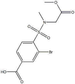 3-bromo-4-[(2-methoxy-2-oxoethyl)(methyl)sulfamoyl]benzoic acid Struktur