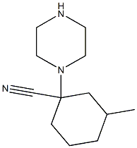 3-methyl-1-(piperazin-1-yl)cyclohexane-1-carbonitrile Struktur