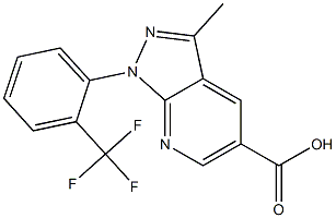 3-methyl-1-[2-(trifluoromethyl)phenyl]-1H-pyrazolo[3,4-b]pyridine-5-carboxylic acid Struktur