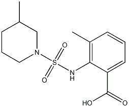 3-methyl-2-{[(3-methylpiperidine-1-)sulfonyl]amino}benzoic acid Struktur