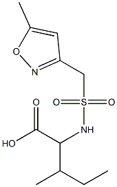 3-methyl-2-{[(5-methyl-1,2-oxazol-3-yl)methane]sulfonamido}pentanoic acid Struktur