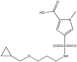 4-({[3-(cyclopropylmethoxy)propyl]amino}sulfonyl)-1-methyl-1H-pyrrole-2-carboxylic acid Struktur