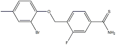 4-(2-bromo-4-methylphenoxymethyl)-3-fluorobenzene-1-carbothioamide Struktur