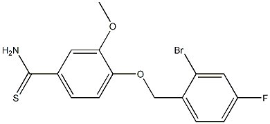 4-[(2-bromo-4-fluorophenyl)methoxy]-3-methoxybenzene-1-carbothioamide Struktur