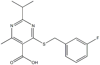 4-[(3-fluorobenzyl)thio]-2-isopropyl-6-methylpyrimidine-5-carboxylic acid Struktur