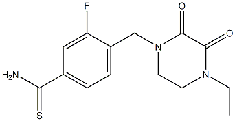 4-[(4-ethyl-2,3-dioxopiperazin-1-yl)methyl]-3-fluorobenzene-1-carbothioamide Struktur