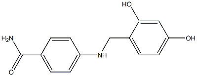 4-{[(2,4-dihydroxyphenyl)methyl]amino}benzamide Struktur