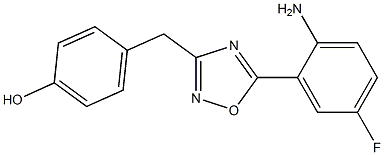 4-{[5-(2-amino-5-fluorophenyl)-1,2,4-oxadiazol-3-yl]methyl}phenol Struktur