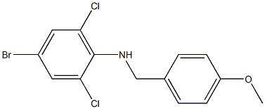 4-bromo-2,6-dichloro-N-[(4-methoxyphenyl)methyl]aniline Struktur