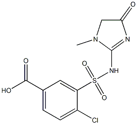 4-chloro-3-[(1-methyl-4-oxo-4,5-dihydro-1H-imidazol-2-yl)sulfamoyl]benzoic acid Struktur