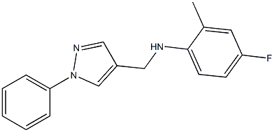 4-fluoro-2-methyl-N-[(1-phenyl-1H-pyrazol-4-yl)methyl]aniline Struktur