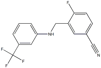 4-fluoro-3-({[3-(trifluoromethyl)phenyl]amino}methyl)benzonitrile Struktur