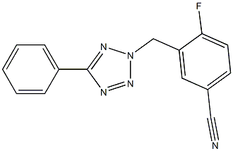 4-fluoro-3-[(5-phenyl-2H-1,2,3,4-tetrazol-2-yl)methyl]benzonitrile Struktur