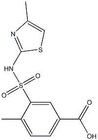 4-methyl-3-[(4-methyl-1,3-thiazol-2-yl)sulfamoyl]benzoic acid Struktur