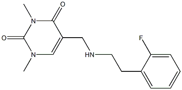 5-({[2-(2-fluorophenyl)ethyl]amino}methyl)-1,3-dimethyl-1,2,3,4-tetrahydropyrimidine-2,4-dione Struktur