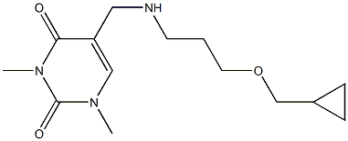 5-({[3-(cyclopropylmethoxy)propyl]amino}methyl)-1,3-dimethyl-1,2,3,4-tetrahydropyrimidine-2,4-dione Struktur