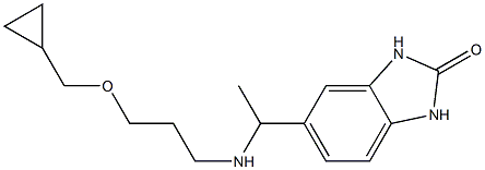 5-(1-{[3-(cyclopropylmethoxy)propyl]amino}ethyl)-2,3-dihydro-1H-1,3-benzodiazol-2-one Struktur