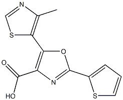 5-(4-methyl-1,3-thiazol-5-yl)-2-(thiophen-2-yl)-1,3-oxazole-4-carboxylic acid Struktur