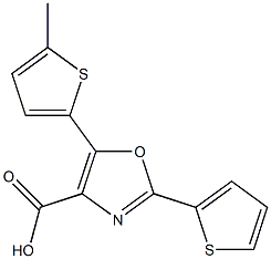 5-(5-methylthiophen-2-yl)-2-(thiophen-2-yl)-1,3-oxazole-4-carboxylic acid Struktur