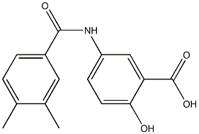 5-[(3,4-dimethylbenzene)amido]-2-hydroxybenzoic acid Struktur