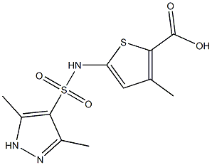 5-[(3,5-dimethyl-1H-pyrazole-4-)sulfonamido]-3-methylthiophene-2-carboxylic acid Struktur