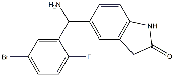 5-[amino(5-bromo-2-fluorophenyl)methyl]-2,3-dihydro-1H-indol-2-one Struktur