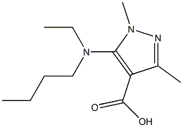 5-[butyl(ethyl)amino]-1,3-dimethyl-1H-pyrazole-4-carboxylic acid Struktur