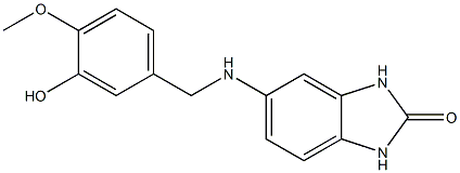 5-{[(3-hydroxy-4-methoxyphenyl)methyl]amino}-2,3-dihydro-1H-1,3-benzodiazol-2-one Struktur