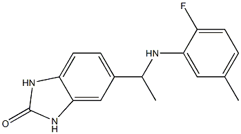 5-{1-[(2-fluoro-5-methylphenyl)amino]ethyl}-2,3-dihydro-1H-1,3-benzodiazol-2-one Struktur