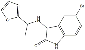 5-bromo-3-{[1-(thiophen-2-yl)ethyl]amino}-2,3-dihydro-1H-indol-2-one Struktur